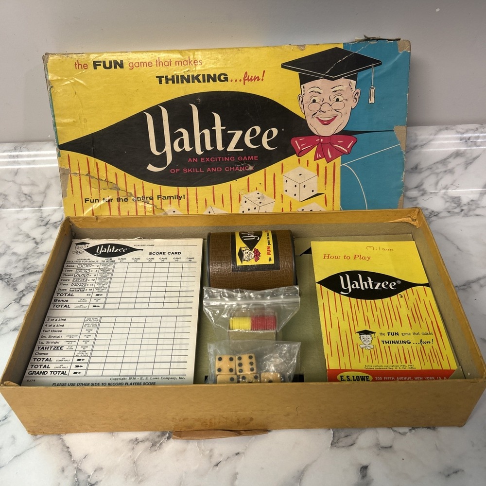 Vintage 1956 E.S. Lowe Yahtzee Game Set